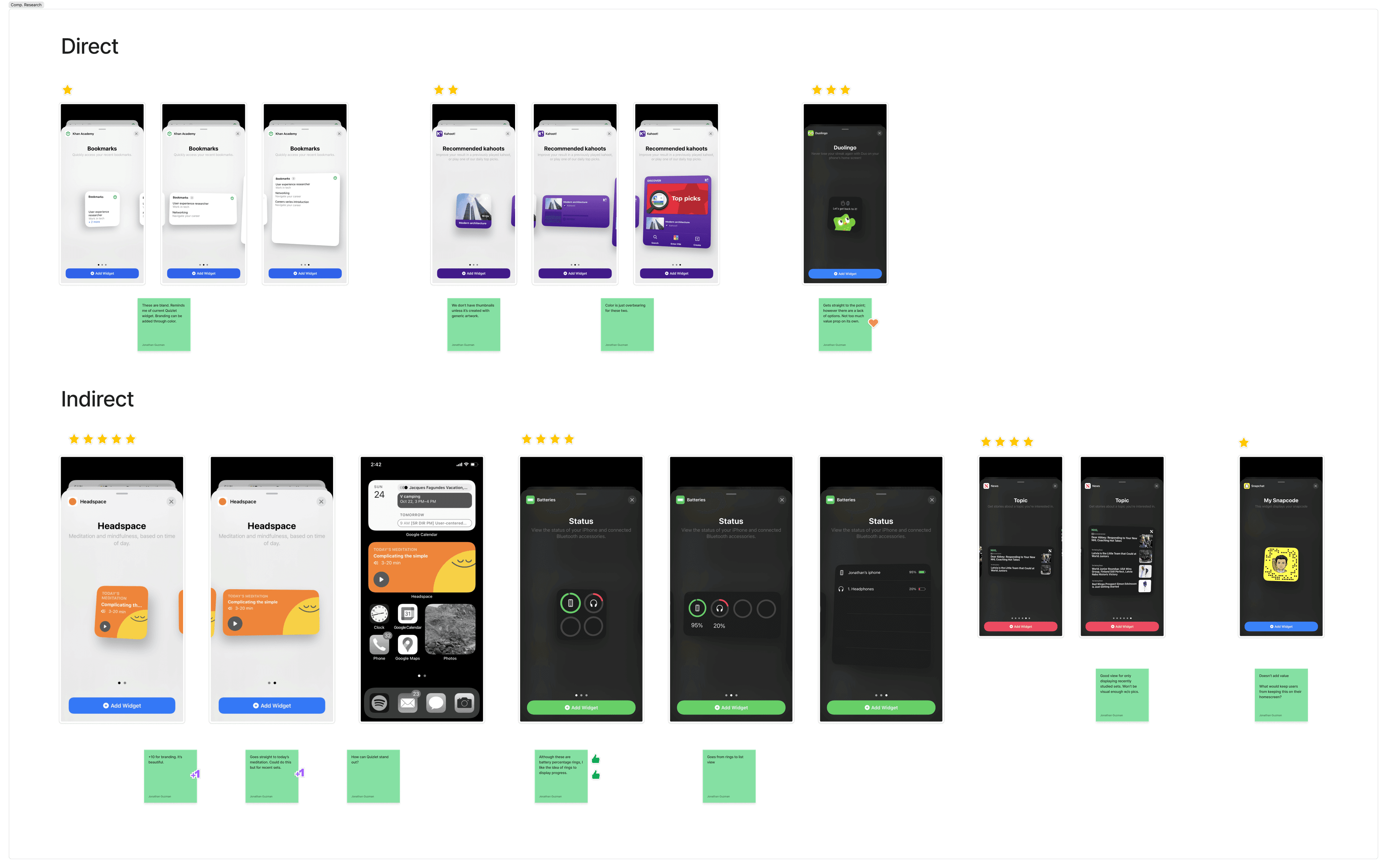 Competitive audit of learning apps and native widgets
