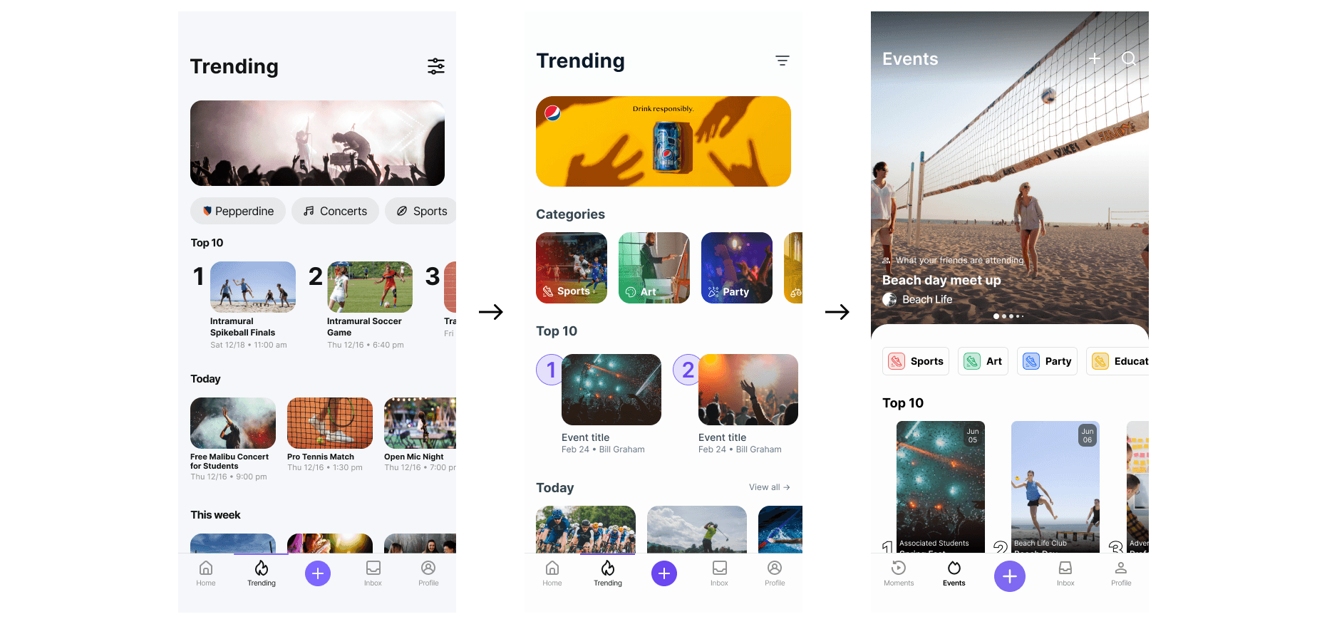 Video-centric events page
