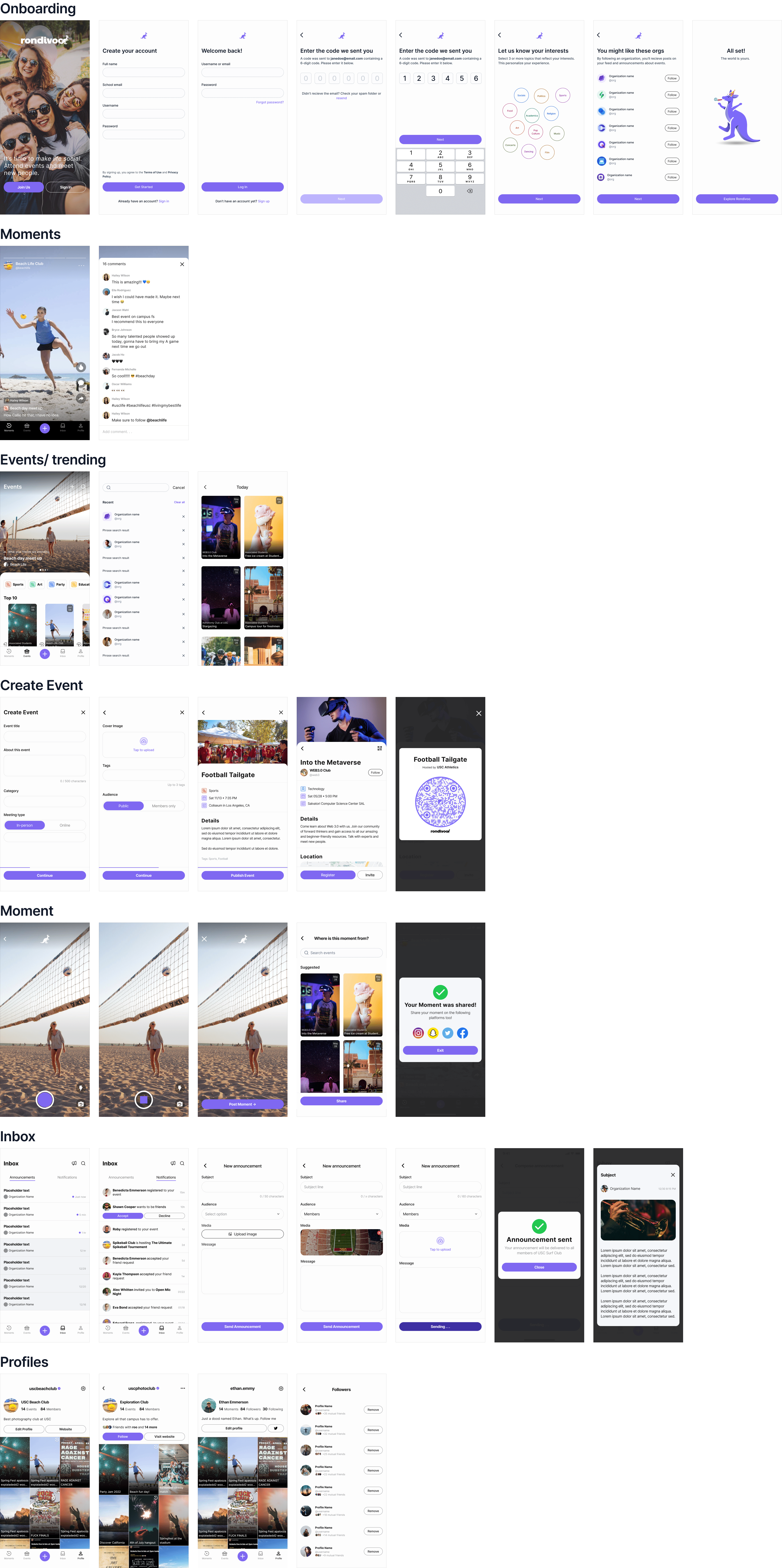 Version 1.0 wireframes