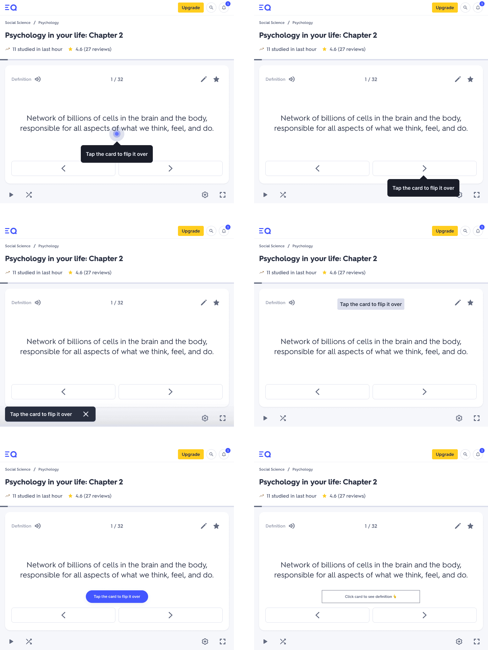 Design iterations of the onboarding layout
