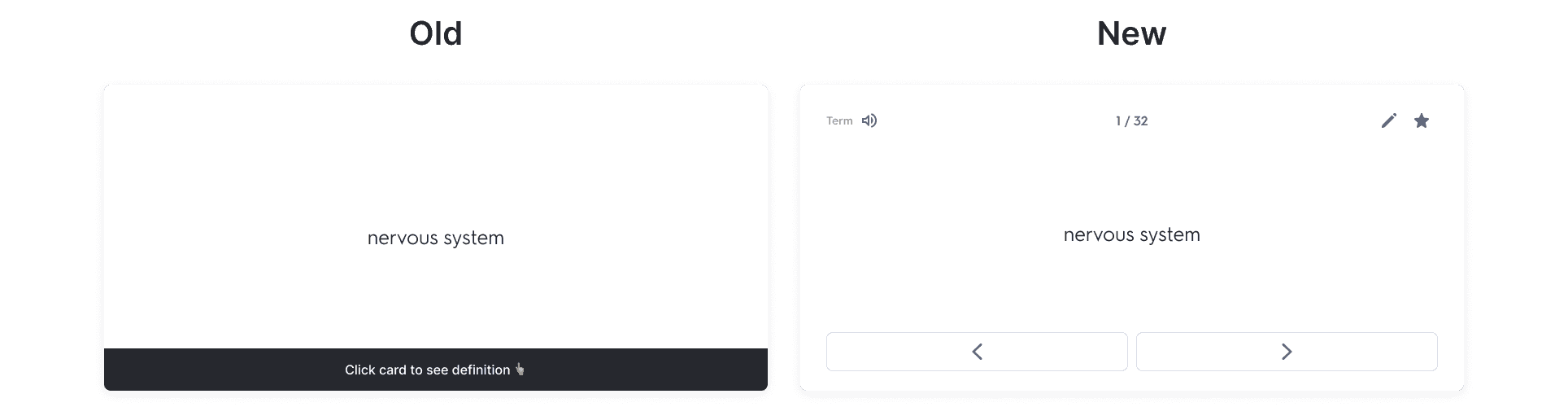 Study Preview compared with the new Mini Flashcards