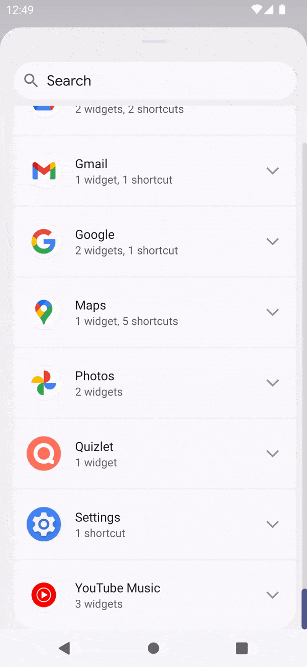 The widget animating in use